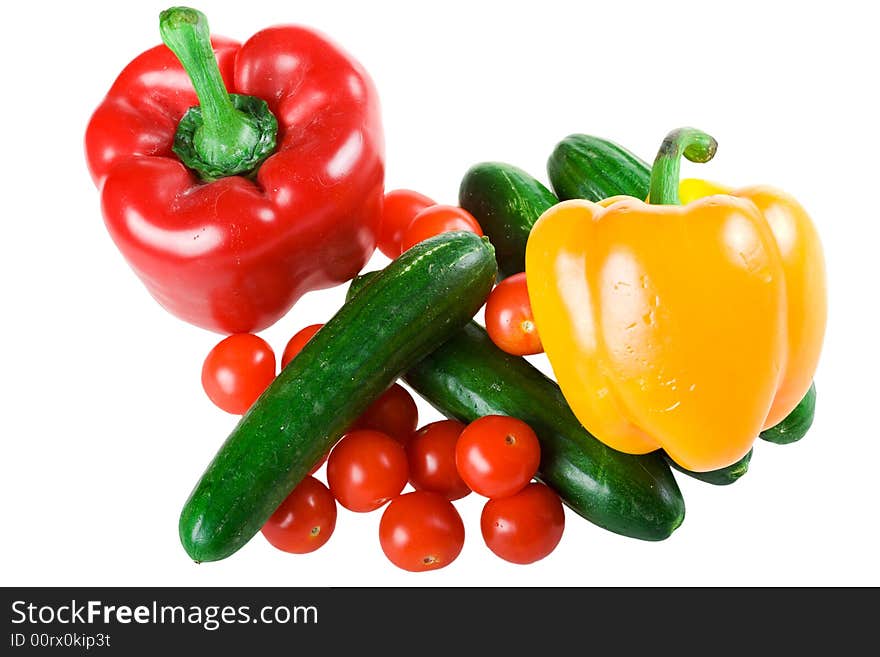 The set of vegetables isolated on a white background