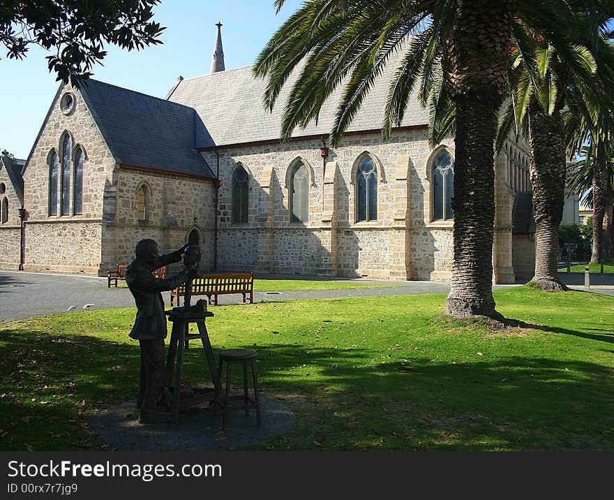 View on a backyard of a famous church. Australia. View on a backyard of a famous church. Australia.