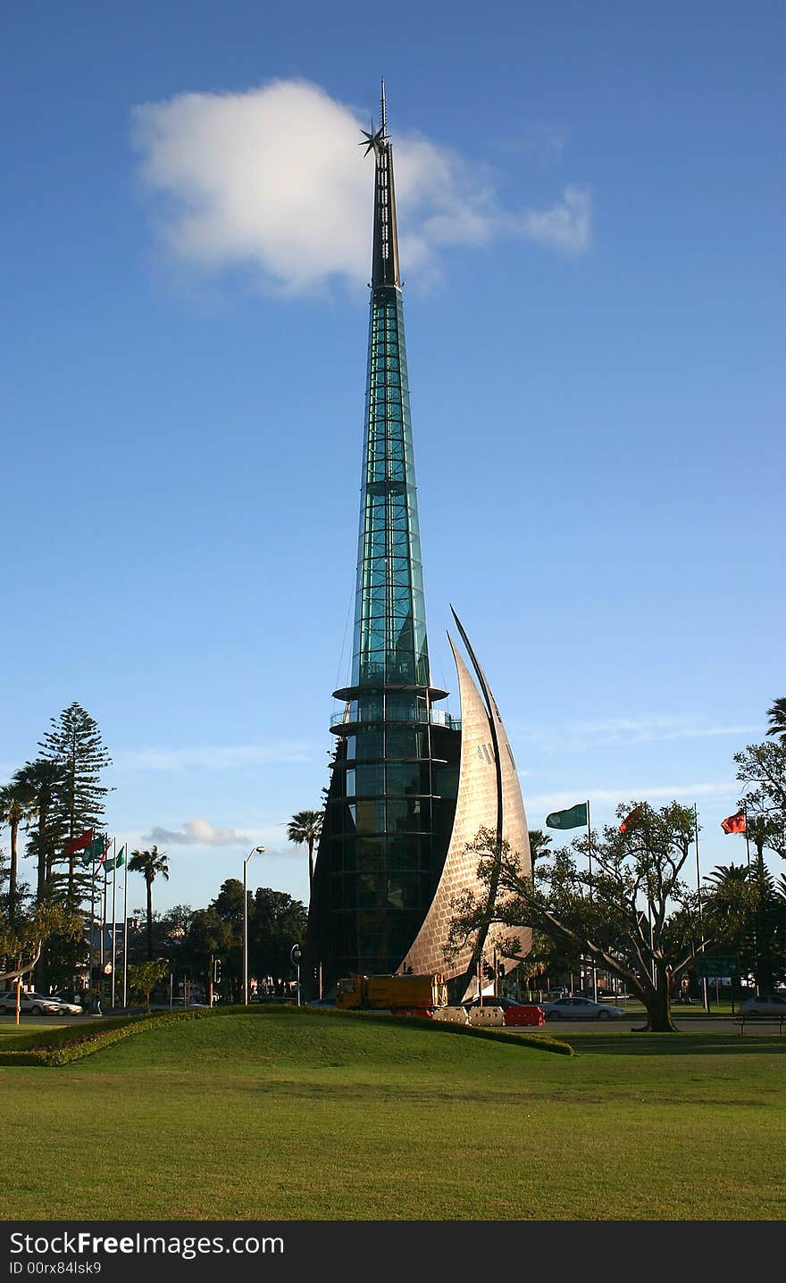 Famous tower with beautiful azure sky. Australia.