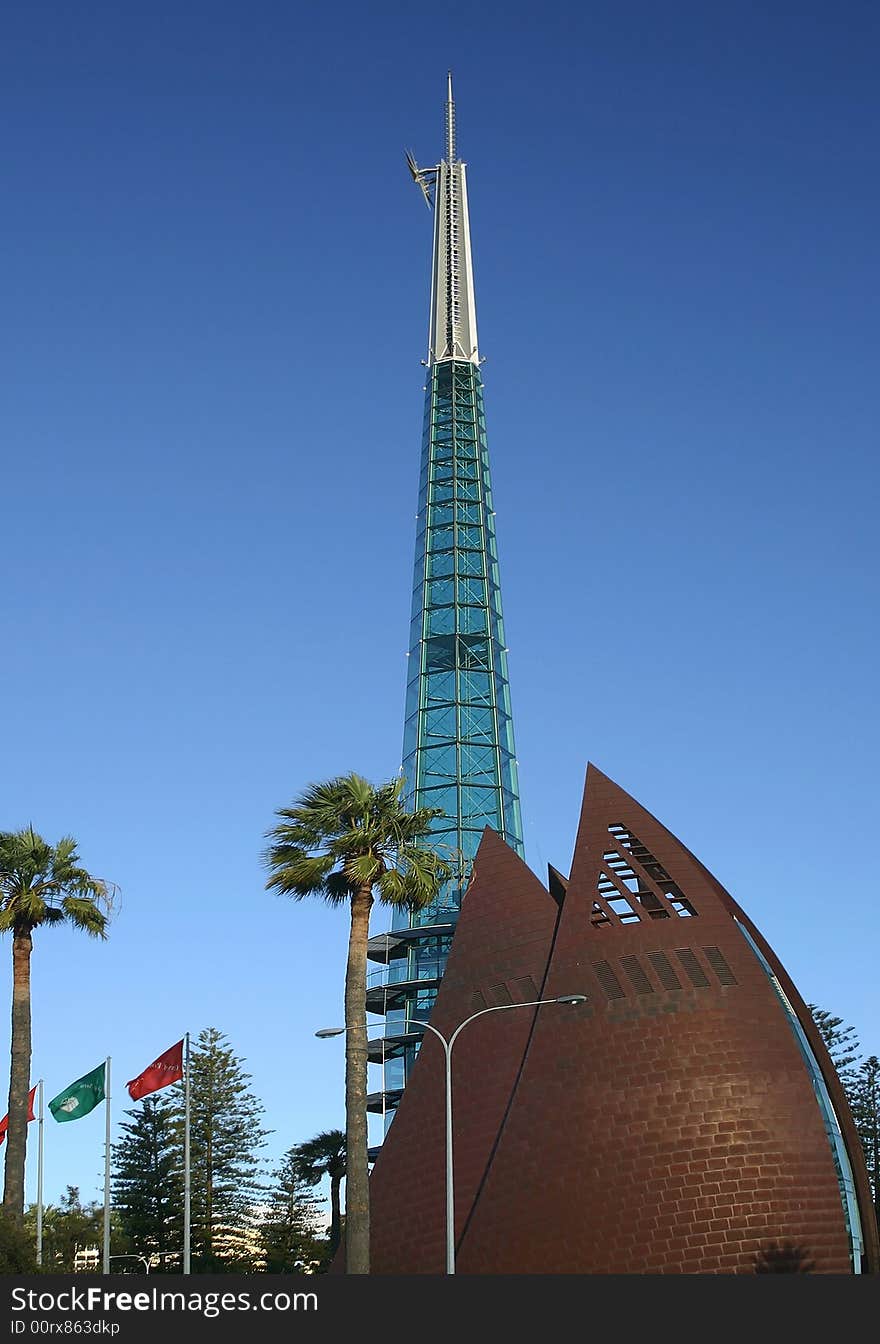 Famous tower with beautiful azure sky. Australia.