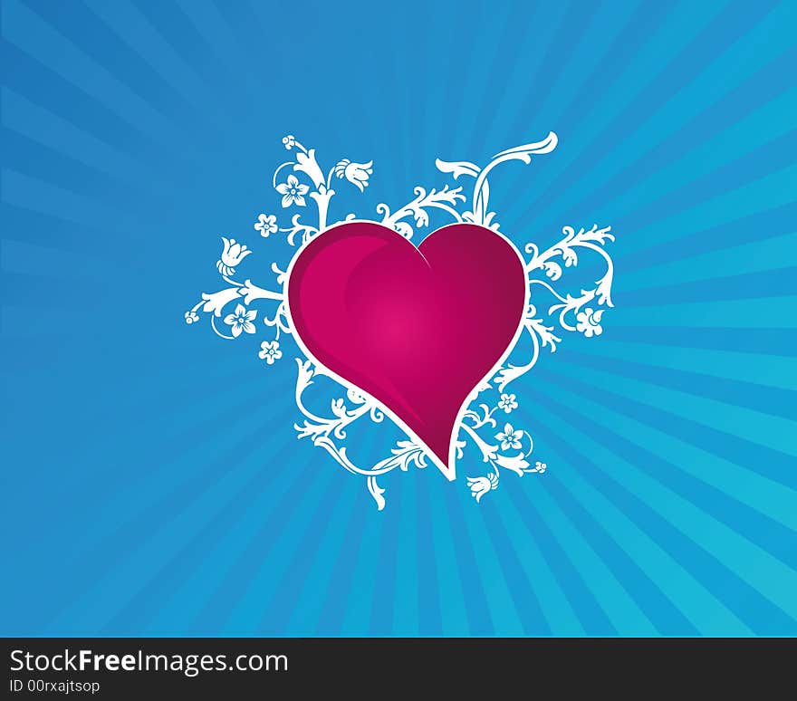 Blue Flower Heart vector illustration