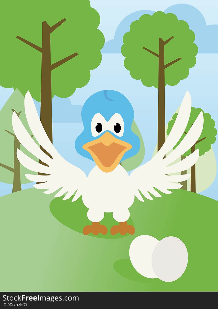 A little bird in the forrest vector illustration. A little bird in the forrest vector illustration