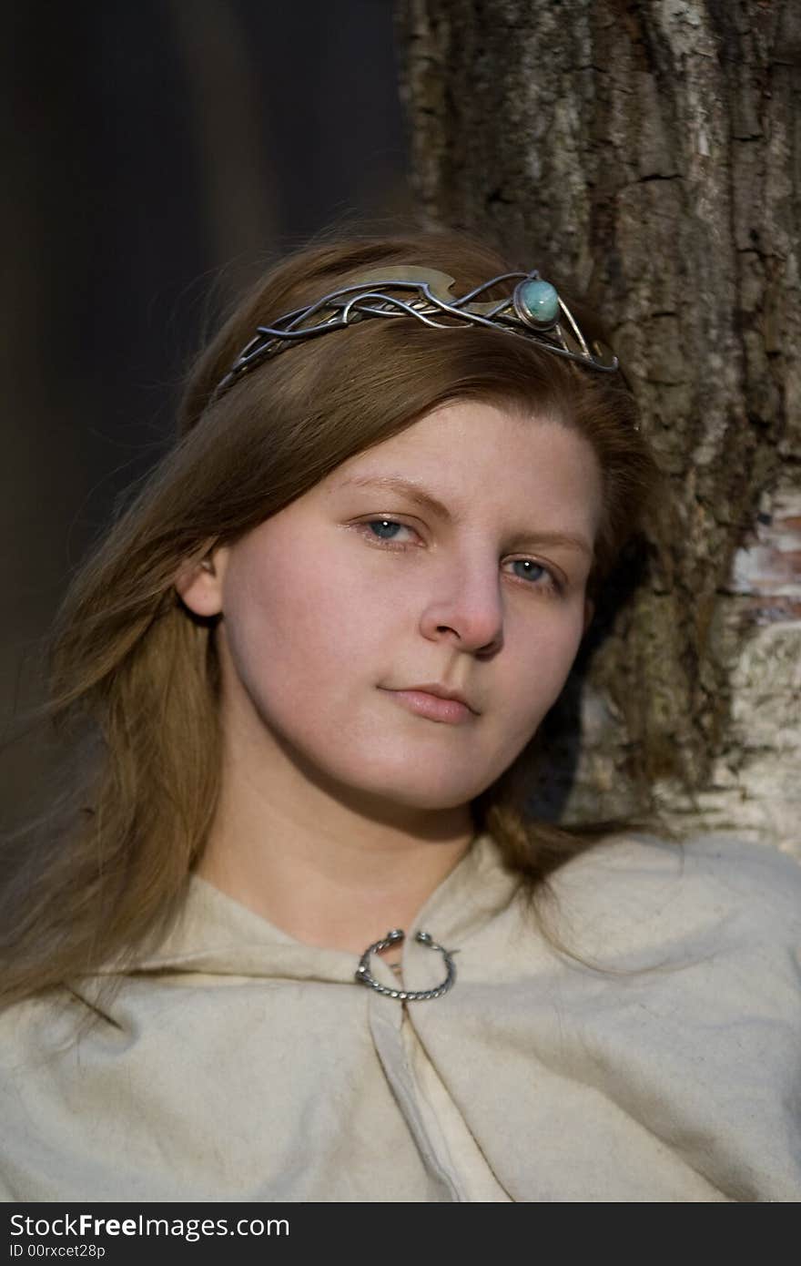 Portrait of the romantic girl in autumn forest. Portrait of the romantic girl in autumn forest