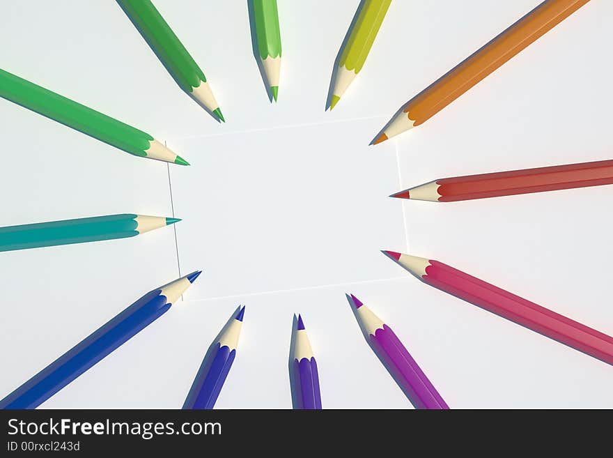 Colored Pencils In A Circle