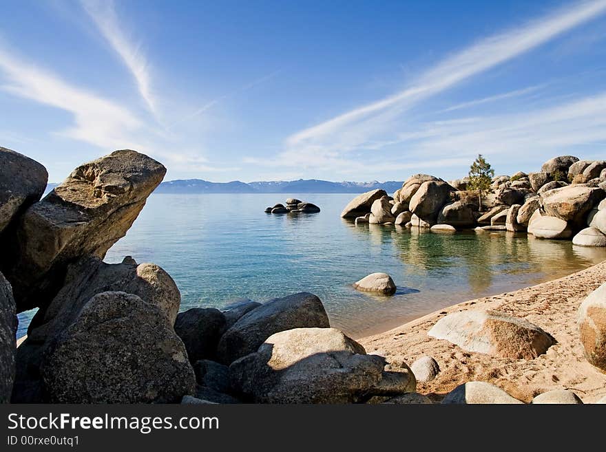 Lake Tahoe with clouds over it. Lake Tahoe with clouds over it