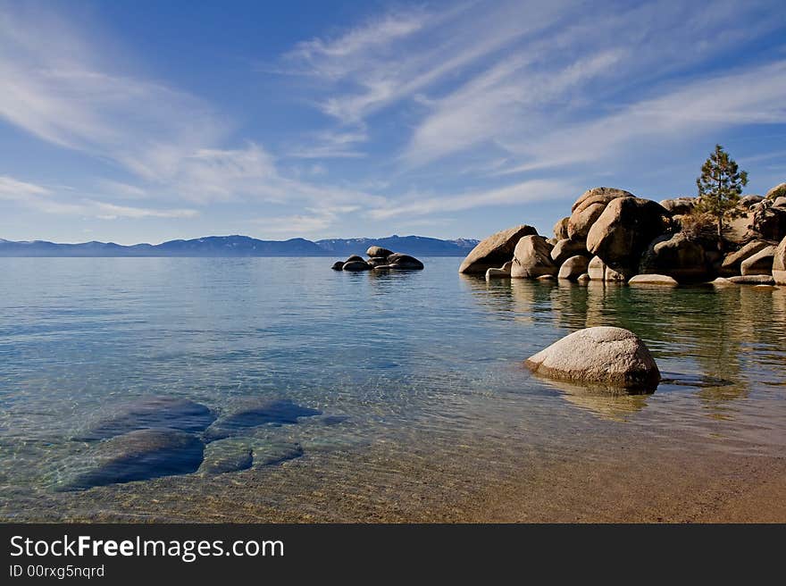 Lake Tahoe with clouds over it. Lake Tahoe with clouds over it