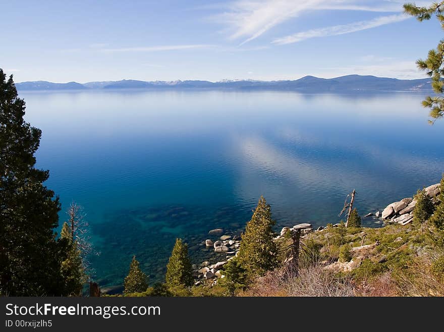 Lake Tahoe with clouds over it. Lake Tahoe with clouds over it