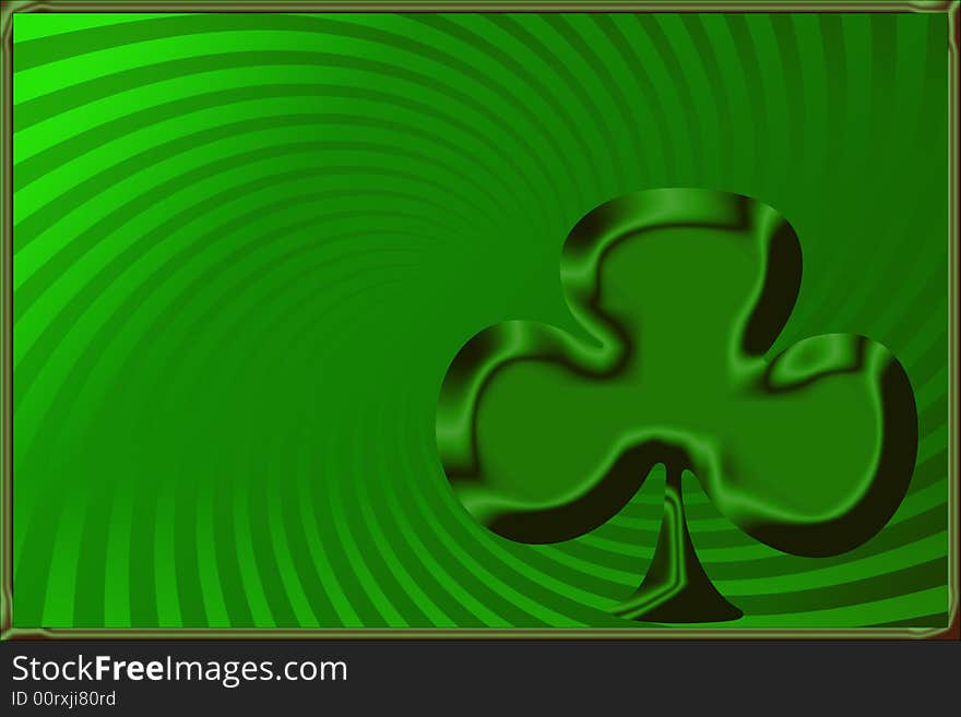 Shamrock illustration on a swirl green background. Shamrock illustration on a swirl green background