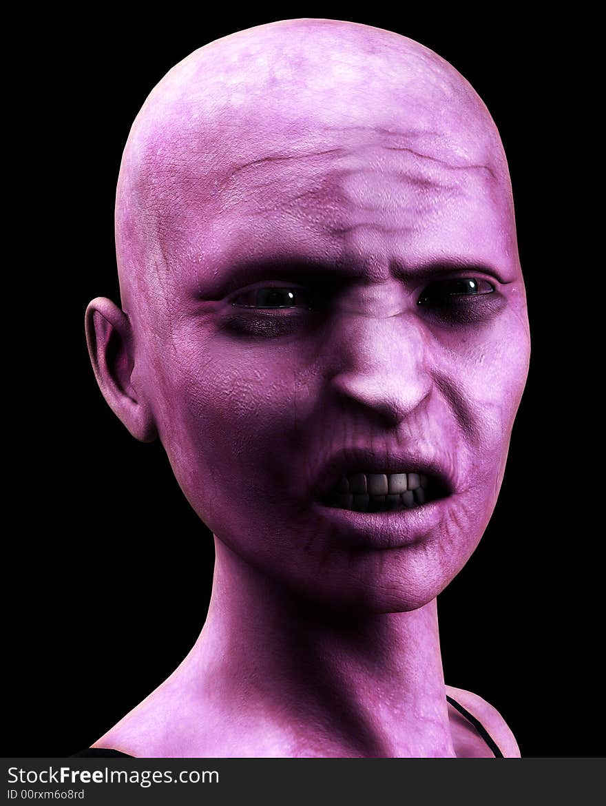 A image of a bald angry zombie women, a good image for Halloween. A image of a bald angry zombie women, a good image for Halloween.