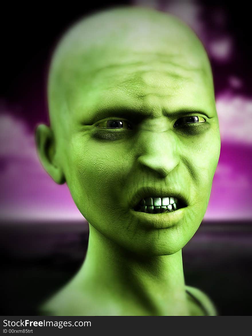 A image of a bald angry zombie women, a good image for Halloween. A image of a bald angry zombie women, a good image for Halloween.