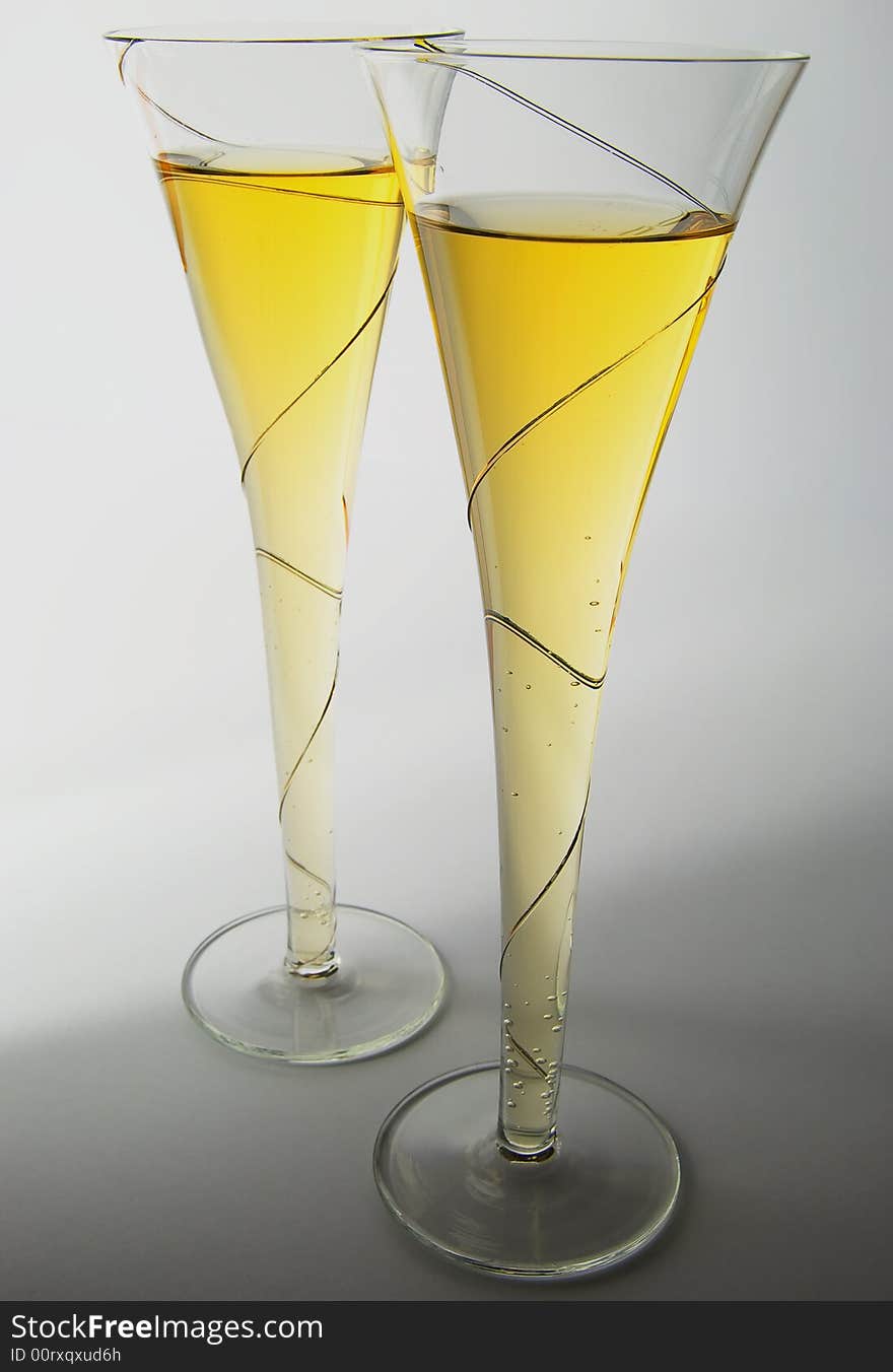 White Wine In Glasses Dark