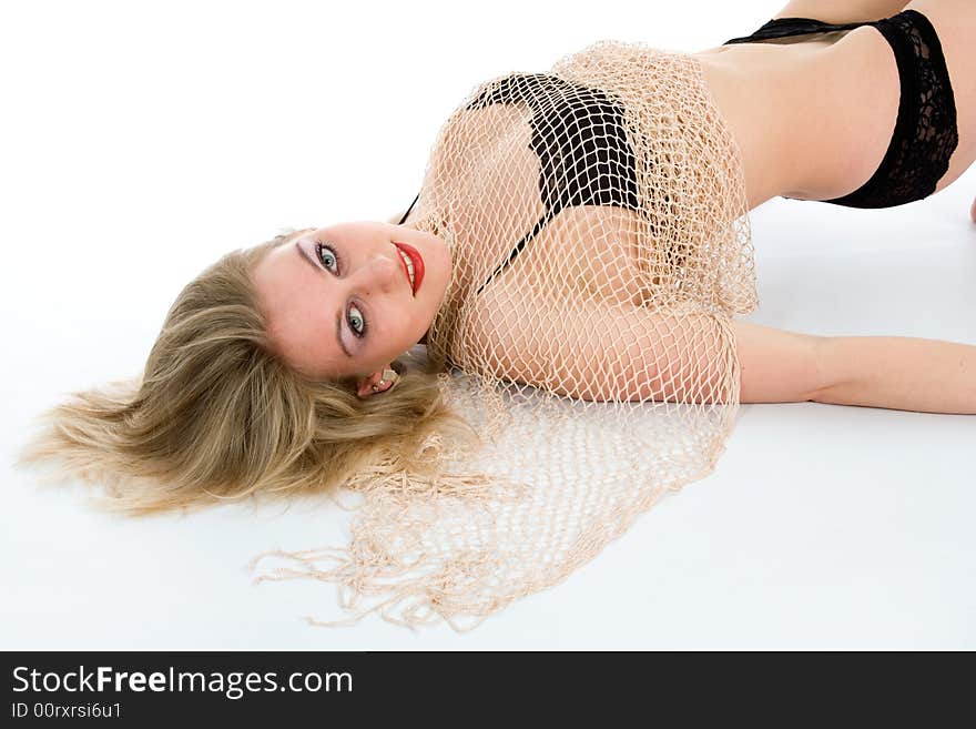 Beautiful sexual girl on white background