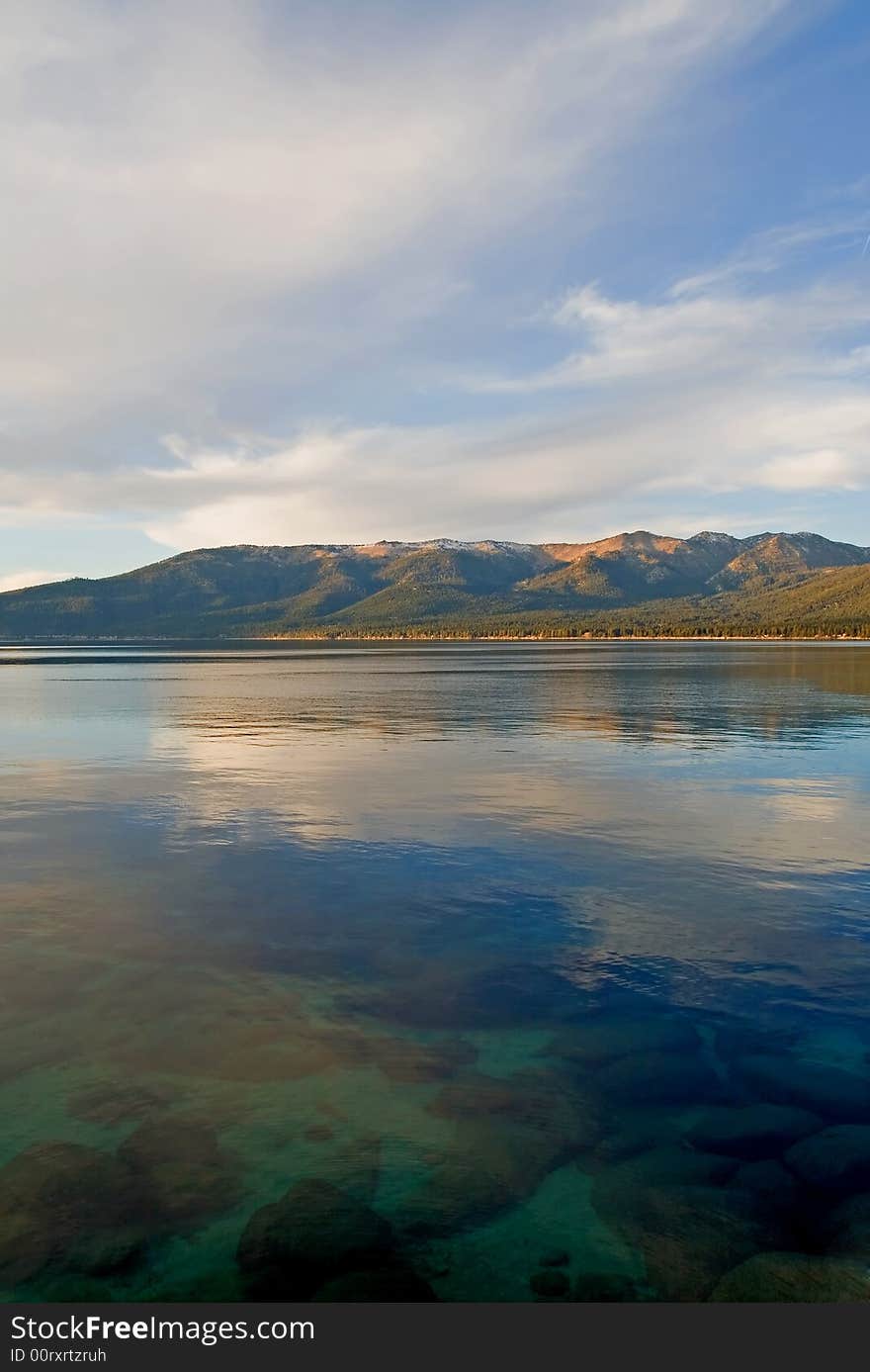 Lake Tahoe with clouds over it. Lake Tahoe with clouds over it