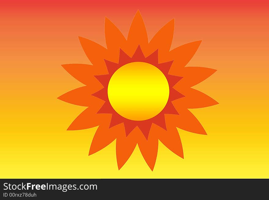 A sun like illustration over various backgrounds