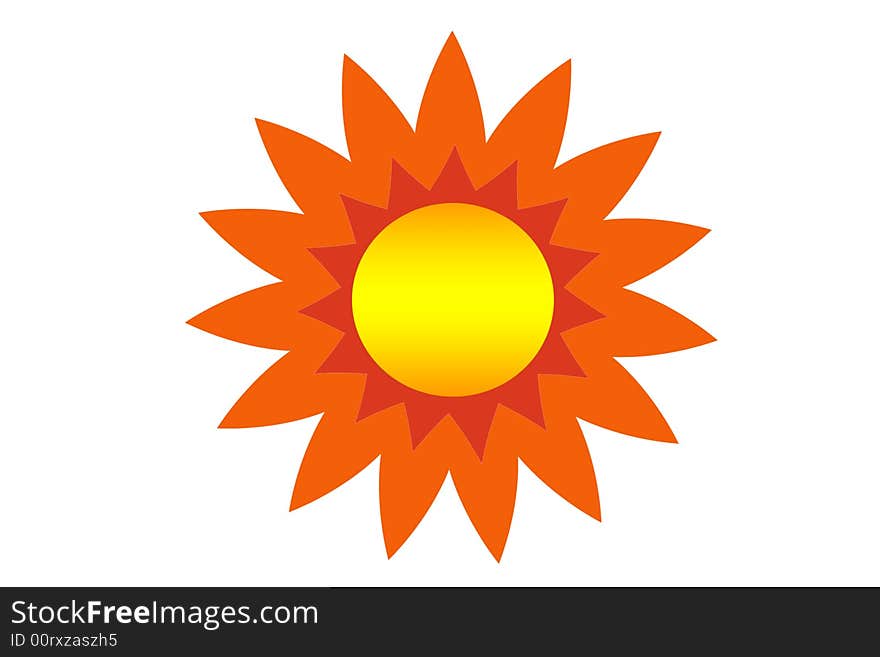 A sun like illustration over various backgrounds