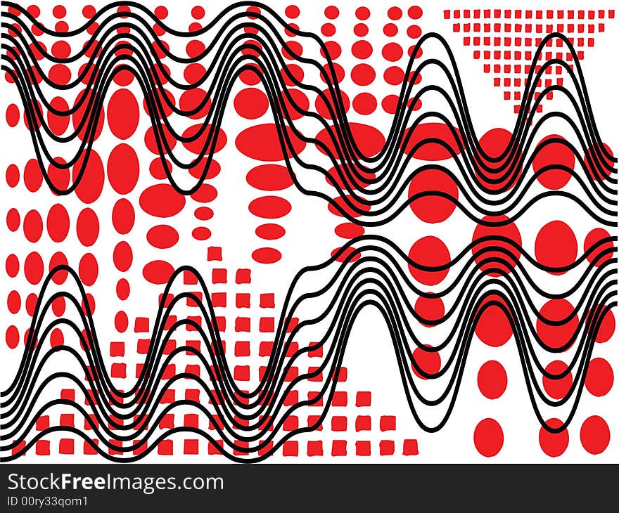 Vector abstract background with black, white, red