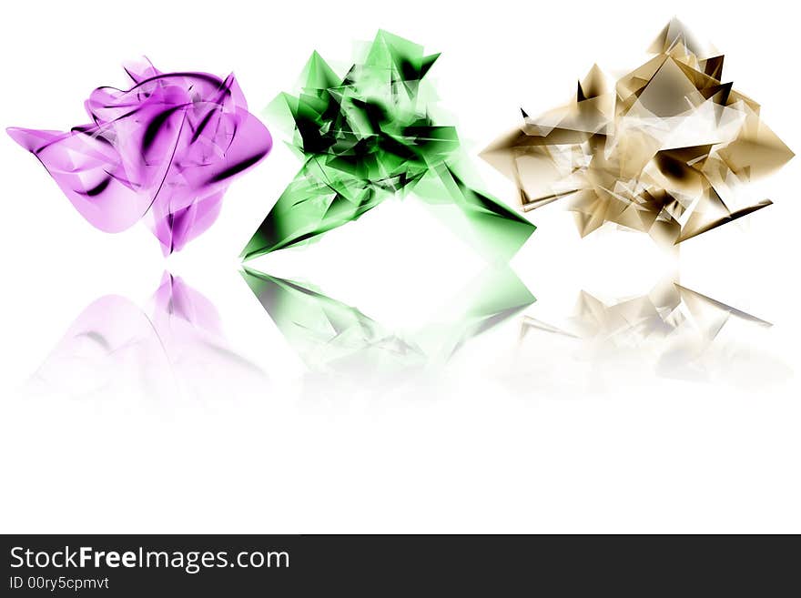 Purple, green and gold shapes