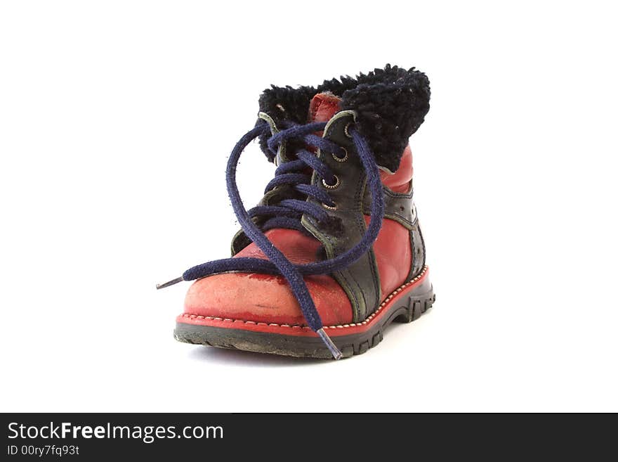 Baby shoe on white background