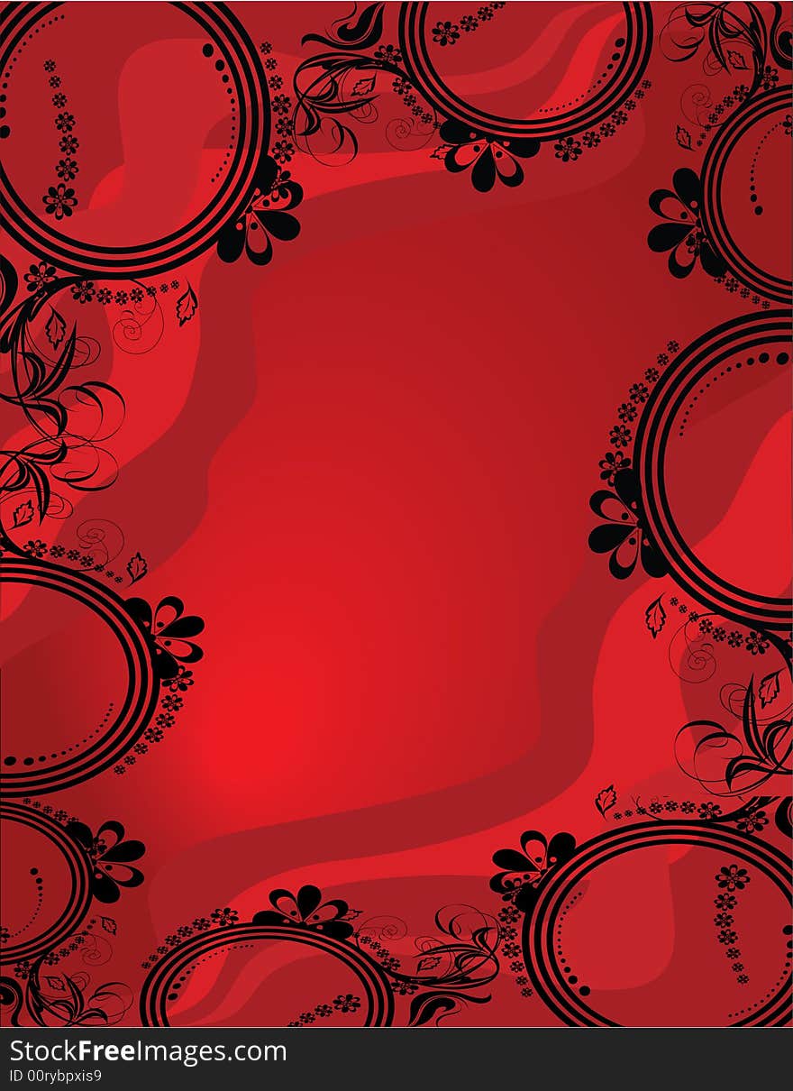 Design flowers ornament on red background