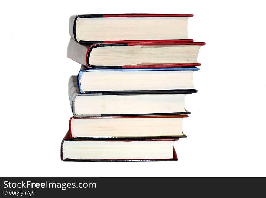 Stack of books isolated on white background