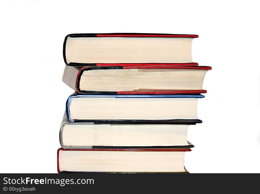 Stack of books isolated on white background