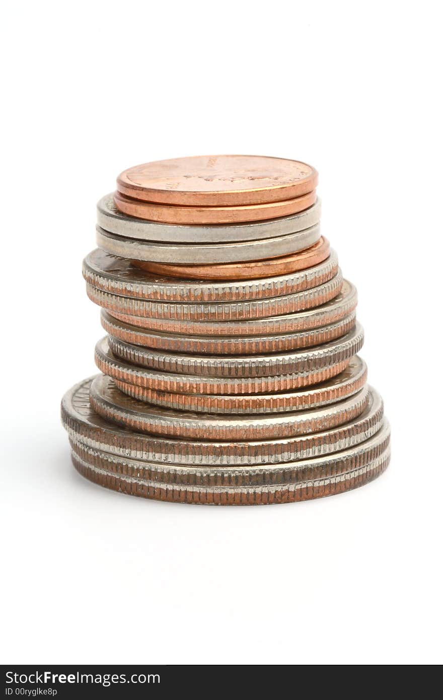 A pile of dollar coins