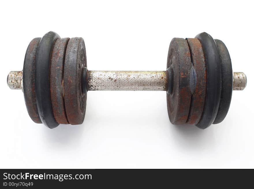 A barbell on the white background