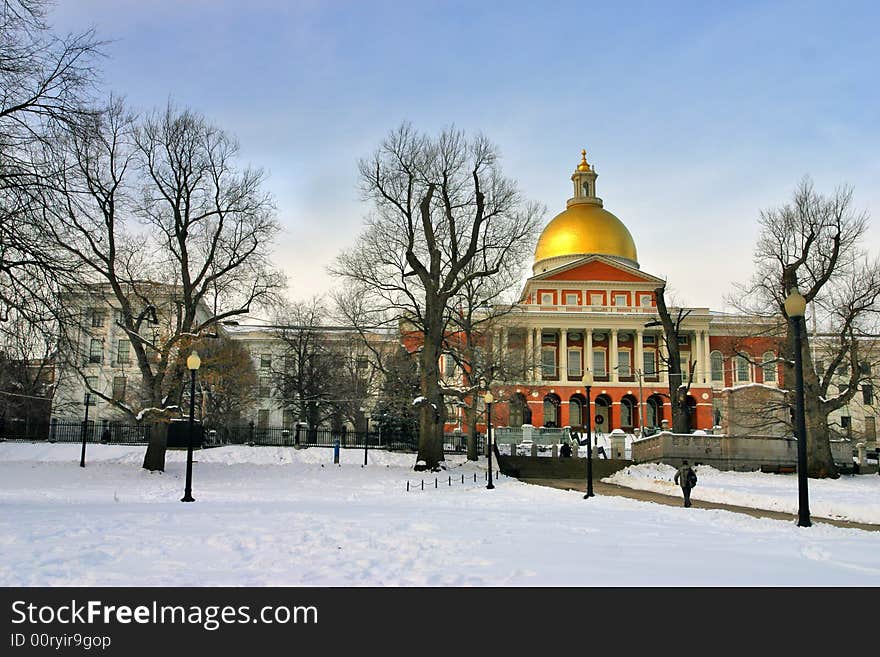 Stock image of a snowing winter at Boston, Massachusetts, USA. Stock image of a snowing winter at Boston, Massachusetts, USA