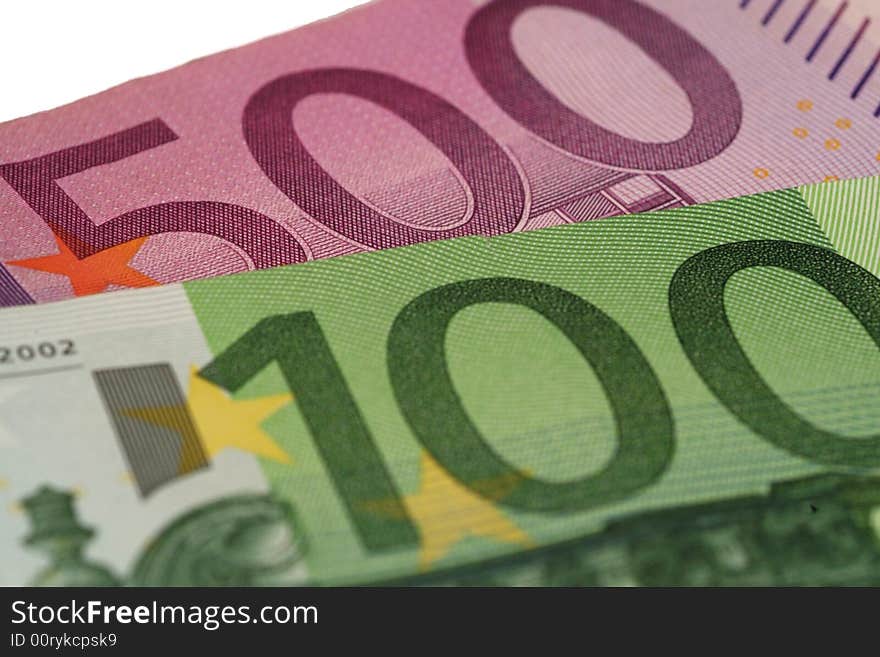 Pile of Euros: 100 and 500 euro