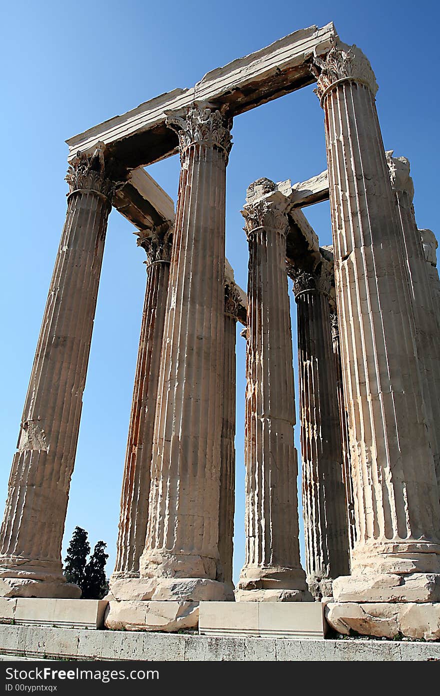 Detail of corinthian columns in athens