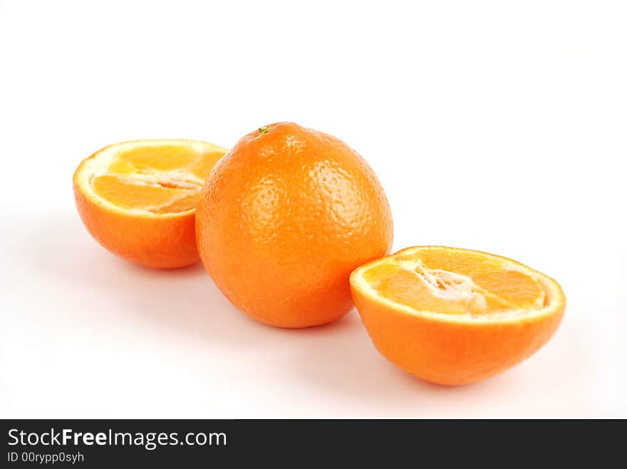 Orange citrus with slices on wight background