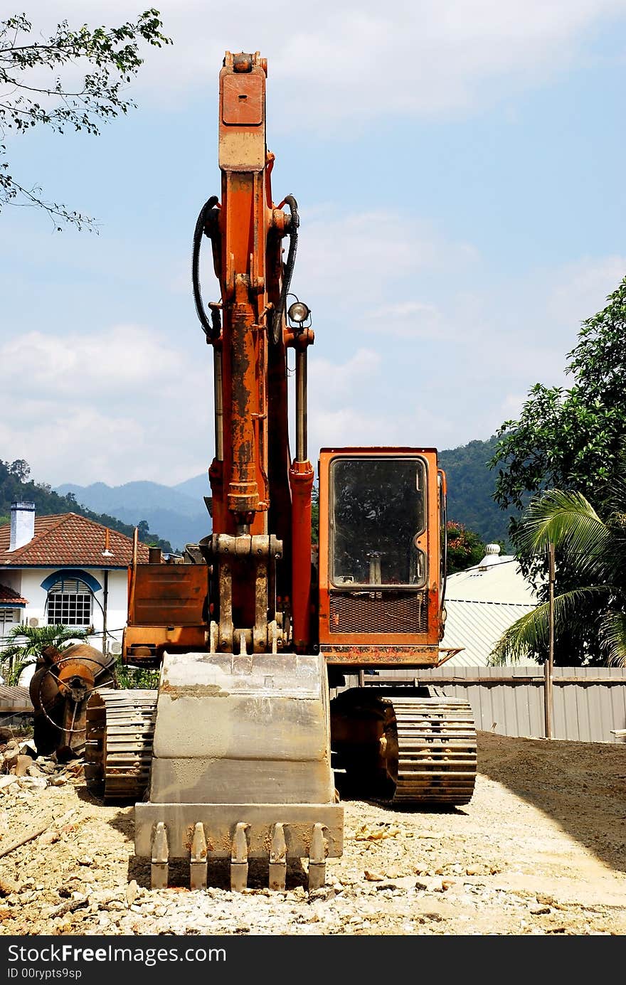 Bulldozer working on a construction site area