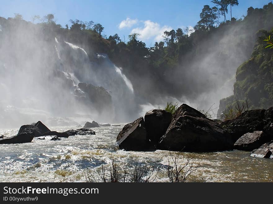 The mountain waterfall in Vietnam