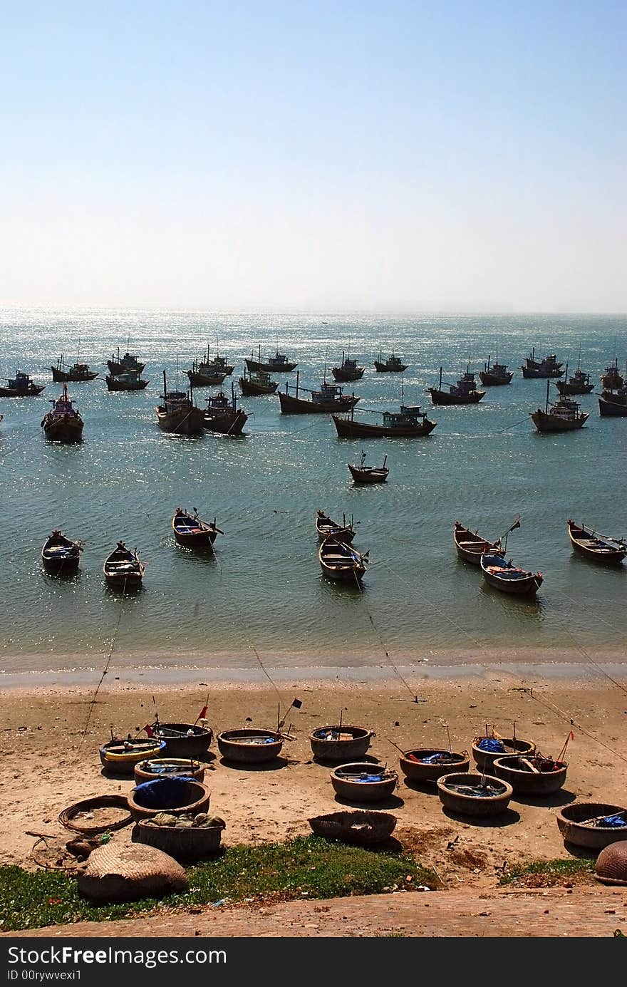 Fisher s boats in ocean