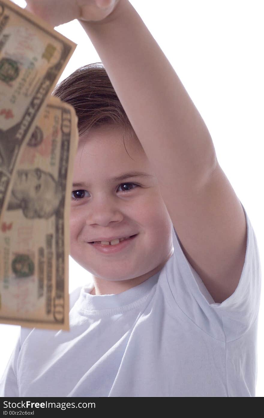 The Little boy throws money