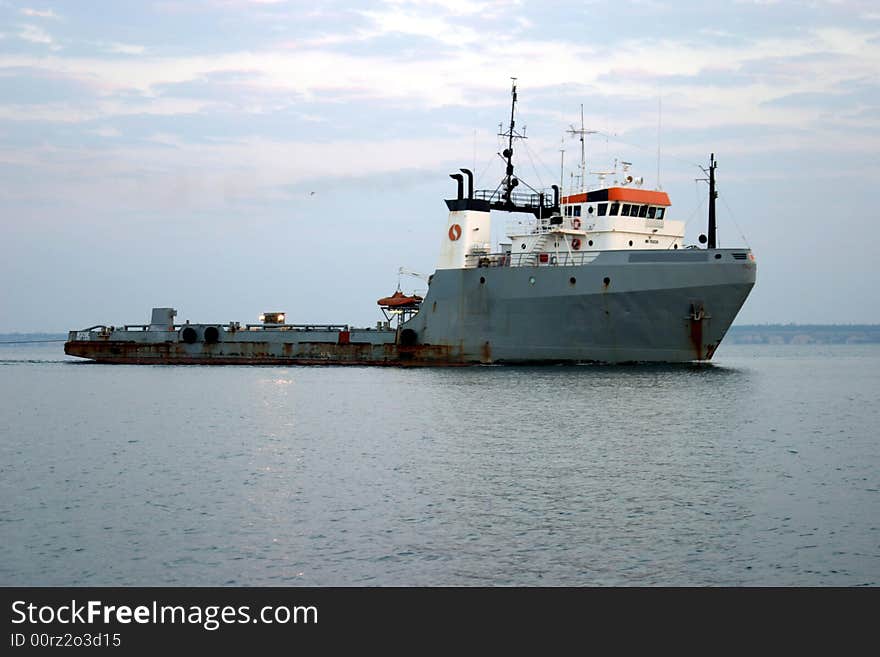 Industrial ship coming into port. Industrial ship coming into port.