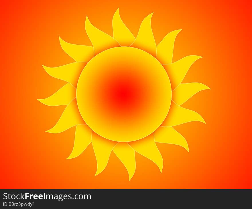 Symbol of the yellow-red sun on a red-yellow background