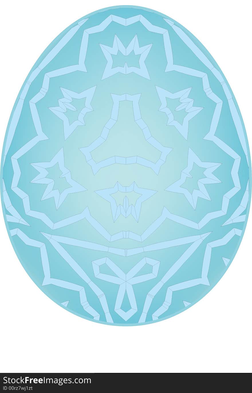 Illustration of an easter egg, blue background with lighter blue decorative pattern