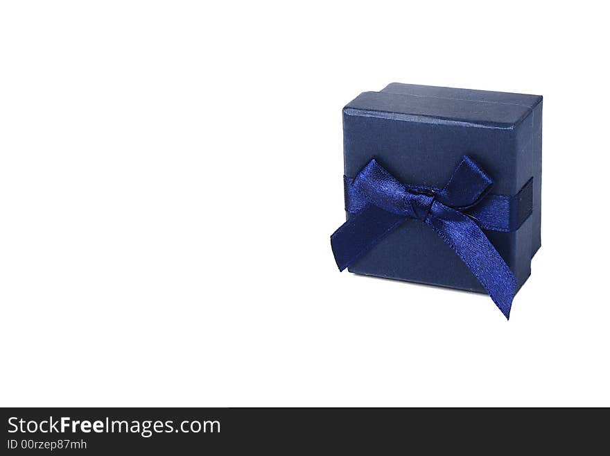 Blue box with gift isolated on white