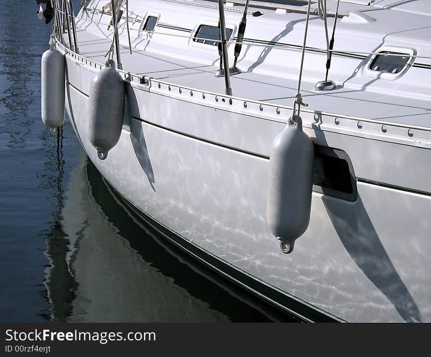 Details of a white saiboat in Majorca (Balearic Islands - spain). Details of a white saiboat in Majorca (Balearic Islands - spain)