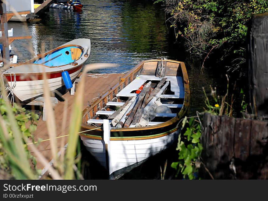 Boats in a quiet inlet at the end of summer