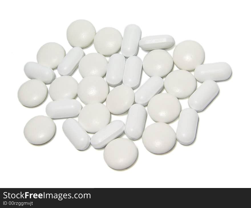 Mix of tablets on white background