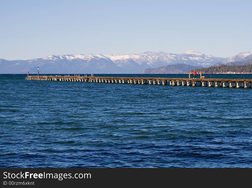 Pier at the lake in winter