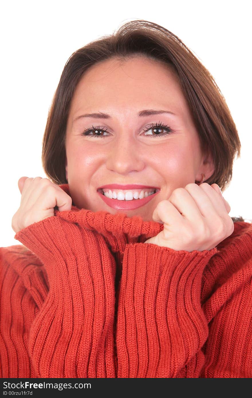 Portrait of girl in red sweater 2