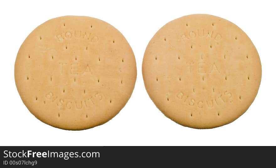 Delicious tea biscuits isolated on a white background