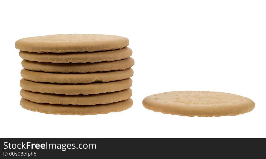 Delicious tea biscuits isolated on a white background