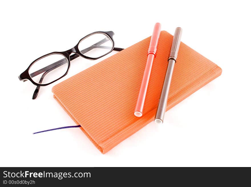 Red calendar and black glasses