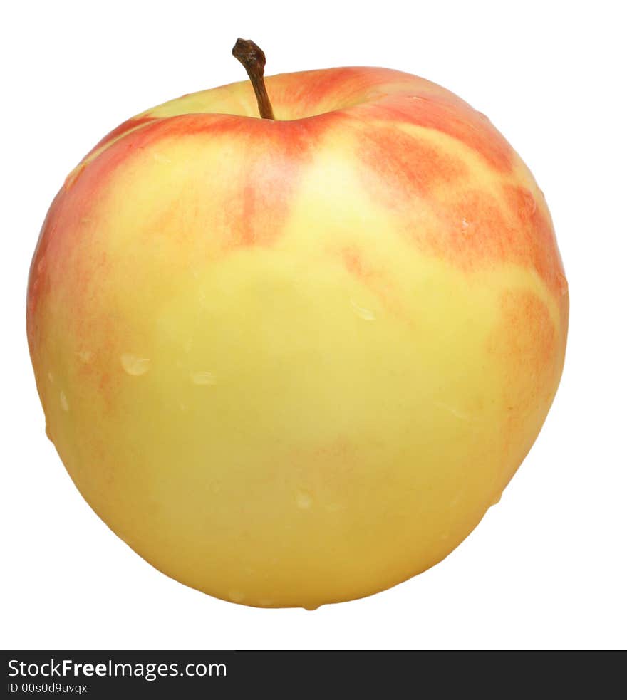 Tasty and tender apple on white background