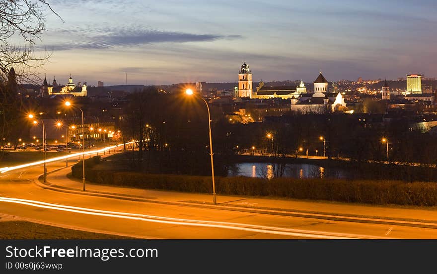 Night view overlooking the Vilnius town. Night view overlooking the Vilnius town