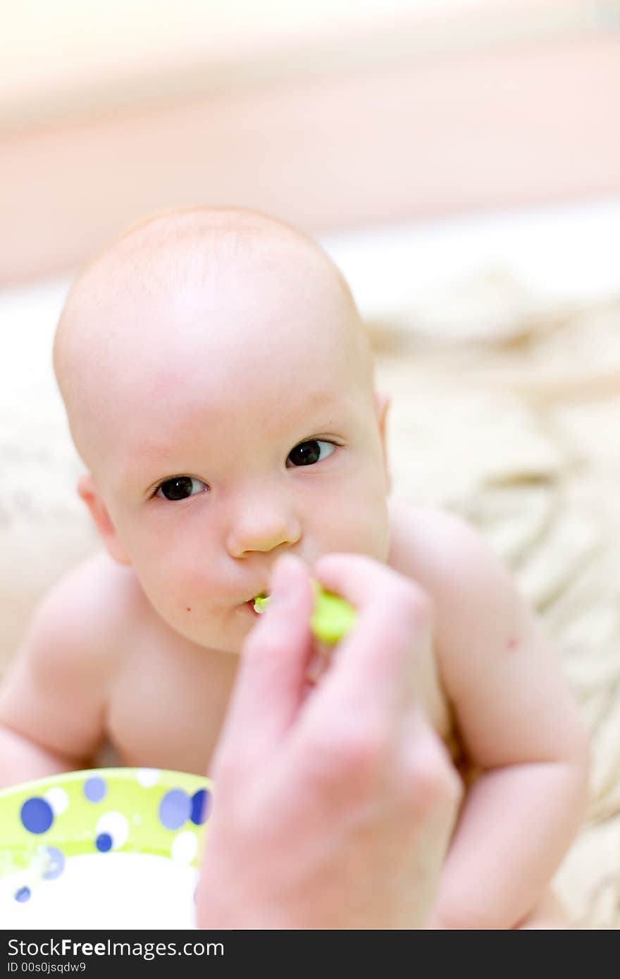 Mother Feed Baby By Porridge